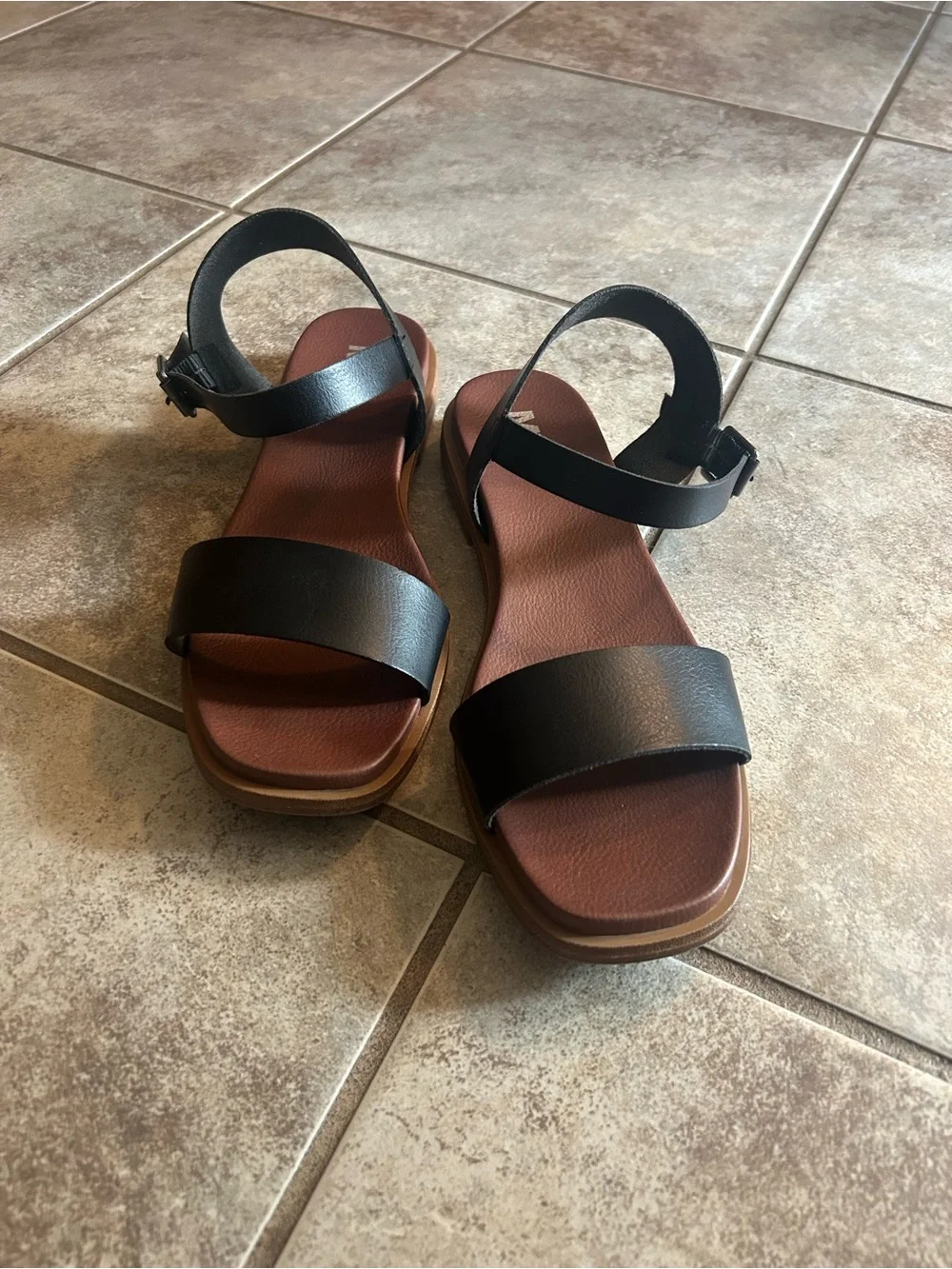 MIA Karina Black Leather Vegan Strap Women's Sandals